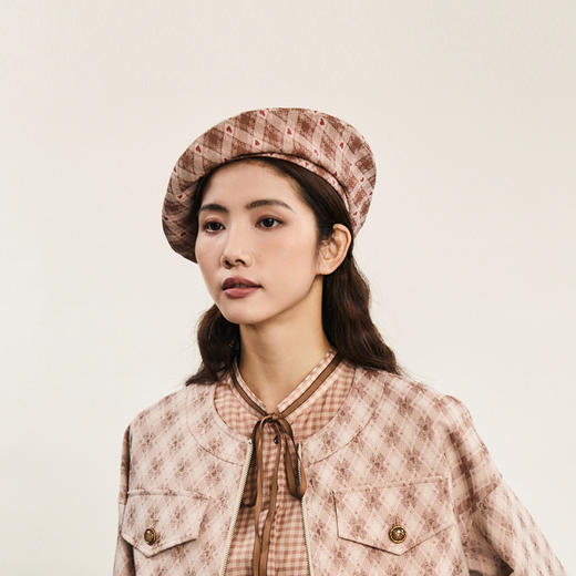 谜底贝雷帽女2024春季新款复古文艺风格纹气质帽子女士241MQ0407 商品图2