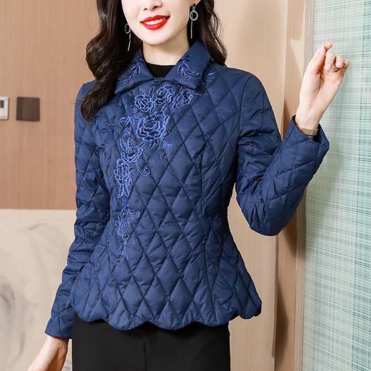 绣花羽绒棉服外套，轻薄棉袄中年妈妈保暖上衣KQL-B43N8260 商品图1