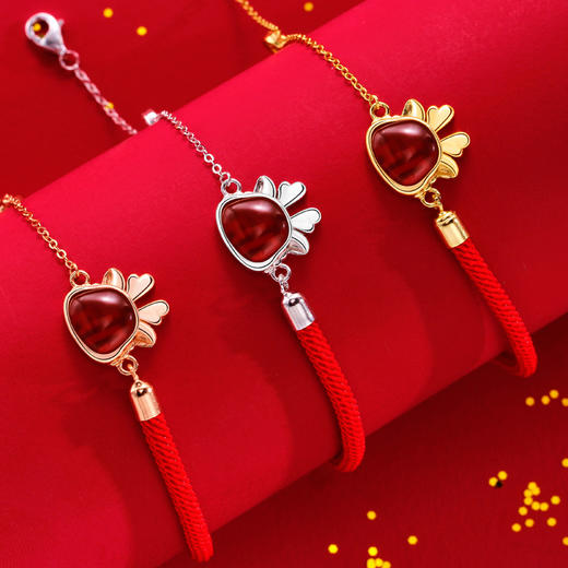 【招财萌蛇套装❗️s925纯银国潮三件套】原创手链女+项链+耳钉 新中式国潮生肖蛇本命年好货QQ手工饰品情人节 商品图2