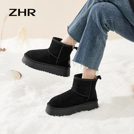 ZHR厚底雪地靴女2023冬季新款加厚加绒防滑休闲短靴户外保暖棉鞋 商品图6