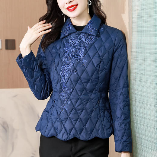 绣花羽绒棉服外套，轻薄棉袄中年妈妈保暖上衣KQL-B43N8260 商品图2
