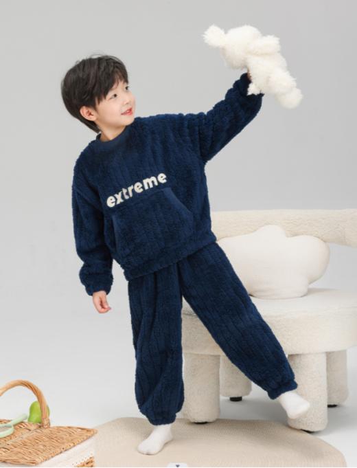 【佑族儿童加厚保暖字母珊瑚绒家居服Y005】2色可选，潮爸潮妈给孩子安排上！！ 商品图2