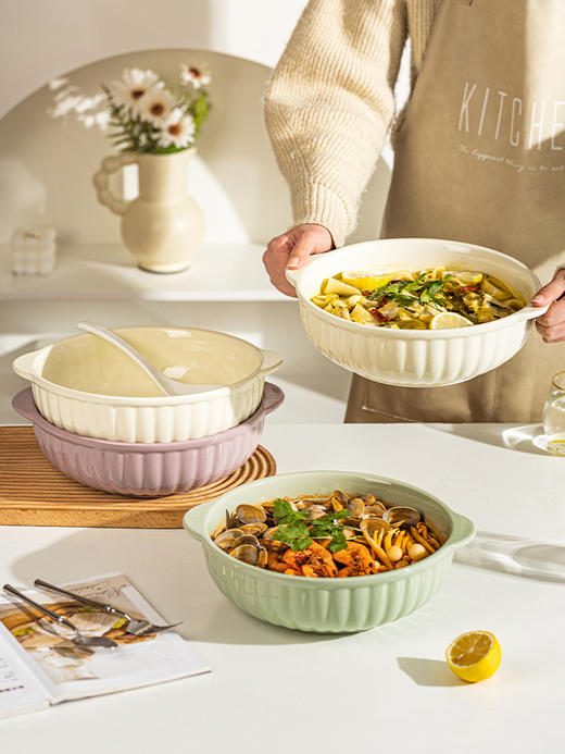 摩登主妇酸菜鱼大盆碗家用双耳汤碗12寸陶瓷大号汤盆水煮鱼专用碗 商品图4