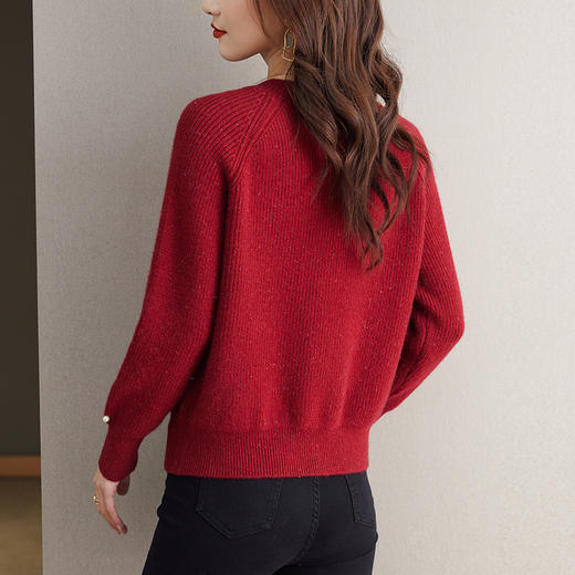 设计感短款毛衣小个子内搭高腰上衣红色针织打底衫CC-27-2395 商品图3