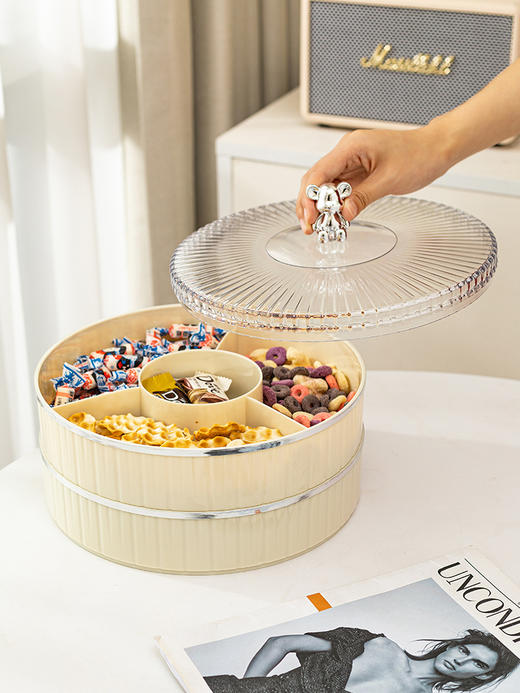 摩登主妇果盘家用客厅茶几干果盘糖果盒零食摆放盘分格密封收纳盒 商品图3