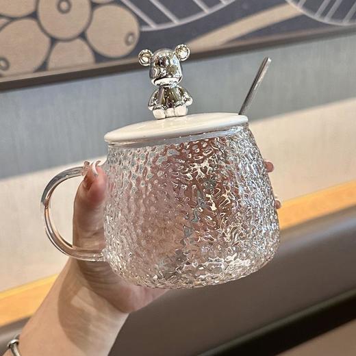 批发锤纹小熊杯ins风耐热玻璃水杯办公室家用咖啡杯伴手礼泡茶杯 商品图3