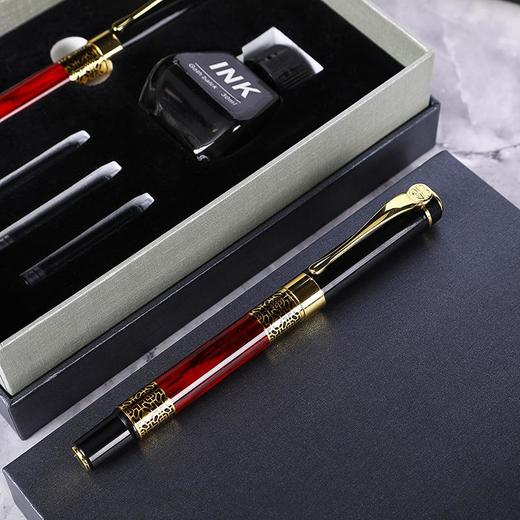 厂家现货仿木纹书法钢笔可定logo中国风礼品墨水墨囊两用钢笔套装 商品图1