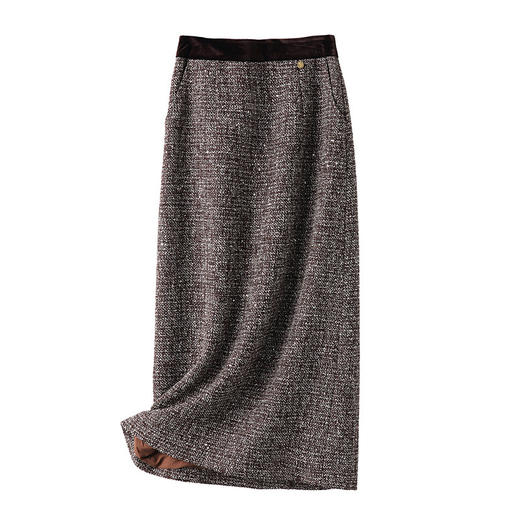 长款小香风时尚毛呢直筒裙，秋冬款高腰修身洋气通勤半身裙MYX-28135 商品图1