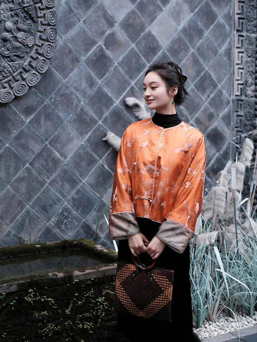 盛唐牡丹 |宋锦闲云野鹤偏襟夹棉外套 (夹棉) 商品图13