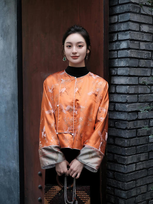 盛唐牡丹 |宋锦闲云野鹤偏襟夹棉外套 (夹棉) 商品图0