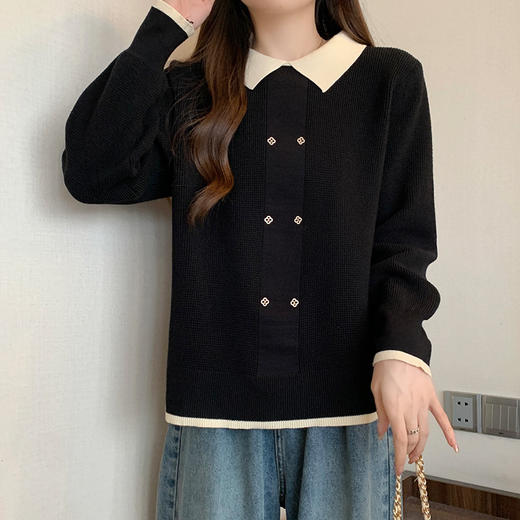 大码女装2023秋装新款洋气宽松针织衫上衣胖mm时尚毛衣打底衫 商品图5