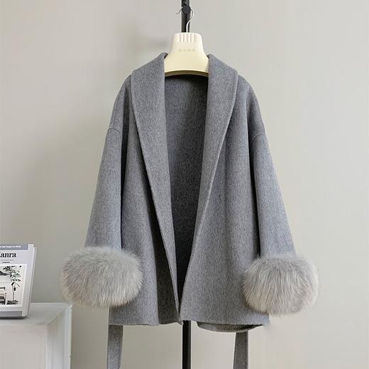 ASE秋冬季新款双面羊毛大衣女狐狸毛皮草高级感浴袍皮草外套女 商品图3