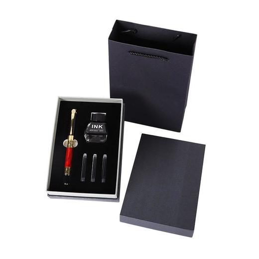 厂家现货仿木纹书法钢笔可定logo中国风礼品墨水墨囊两用钢笔套装 商品图4