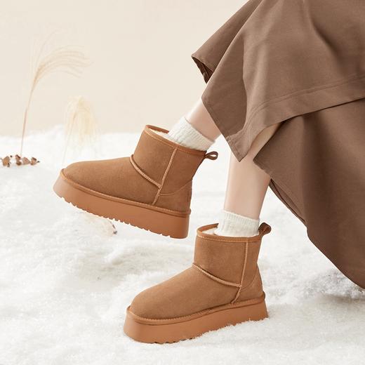 ZHR厚底雪地靴女2023冬季新款加厚加绒防滑休闲短靴户外保暖棉鞋 商品图1
