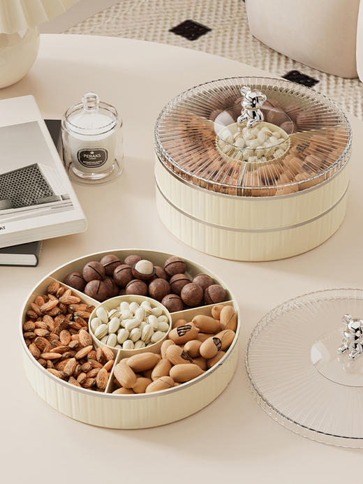 摩登主妇果盘家用客厅茶几干果盘糖果盒零食摆放盘分格密封收纳盒 商品图0