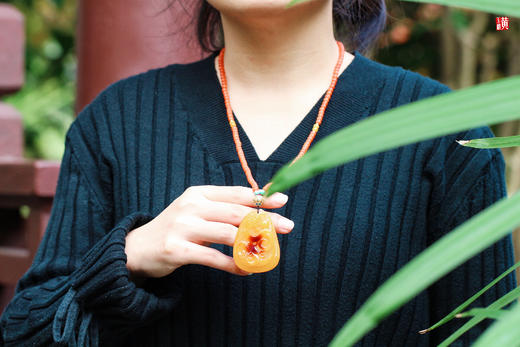 蜜蜡【瑞龙戏珠】吊坠 配南红挂绳 商品图3