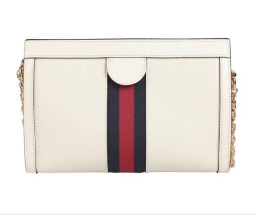 【新品到仓特惠秒】Gucci 古驰 女士经典三色条双G LOGO 荔枝纹牛皮淡金链肩背包斜背包 11741 商品图3