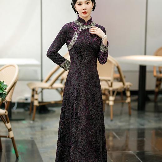 新款显瘦妈妈碎花时尚大码过膝旗袍SYG-690 商品图1