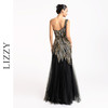 LIZZY法式优雅重工钉珠单肩彩钻宴会性感网纱裙摆长款礼服连衣裙5871 商品缩略图3