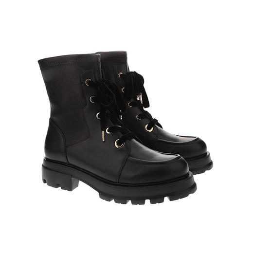 sheme进口弹力羊皮面料拼接漆皮修饰腿型女士弹力短靴可定制 商品图14