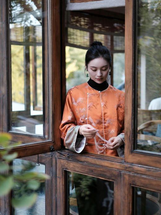 盛唐牡丹 |宋锦闲云野鹤偏襟夹棉外套 (夹棉) 商品图10