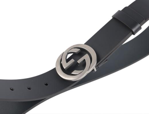 【新品到仓特惠秒】Gucci 古驰 男士经典双G磨砂银色扣头真皮腰带 11735 商品图4