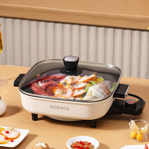 康佳（KONKA） 电火锅家用大容量多功能煎涮不沾电热锅KGJK-1602 星梦白升级版 商品图0