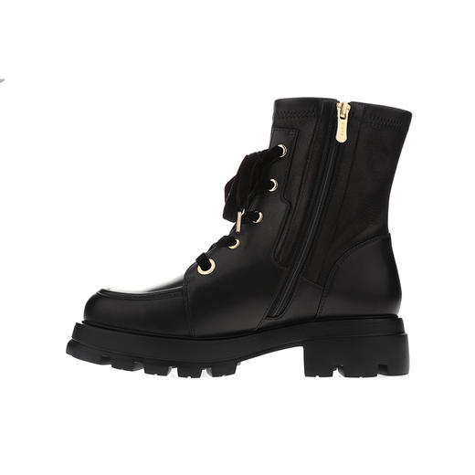 sheme进口弹力羊皮面料拼接漆皮修饰腿型女士弹力短靴可定制 商品图11