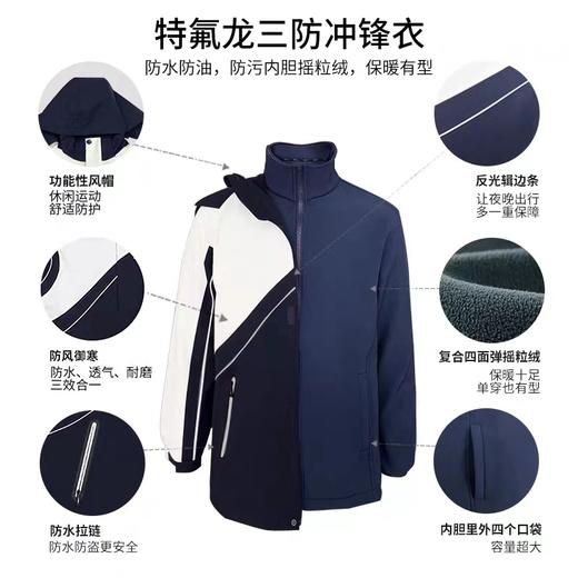 【中学冲锋衣】特级版  深圳市教育局 特氟龙三防面料 摇粒绒内胆可拆卸 中学生男女冲锋衣 商品图1