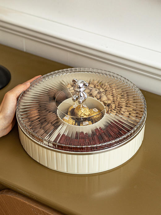 摩登主妇果盘家用客厅茶几干果盘糖果盒零食摆放盘分格密封收纳盒 商品图4