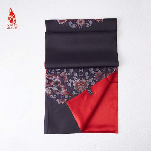 SAINTJOY/上久楷国礼款 女士宋锦双面长巾 凤穿牡丹·黑色红底 CJ13251 商品图2