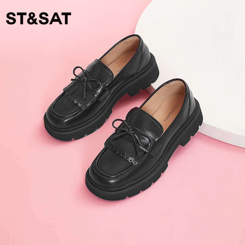 菲伯丽尔英伦风流苏舒适厚底乐福鞋FB33111049