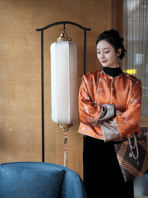 盛唐牡丹 |宋锦闲云野鹤偏襟夹棉外套 (夹棉) 商品图14