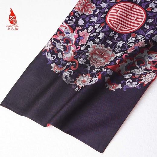 SAINTJOY/上久楷国礼款 女士宋锦双面长巾 凤穿牡丹·黑色红底 CJ13251 商品图3