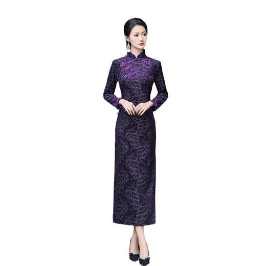 植绒加绒长款七分袖旗袍2023冬新款复古中国风改良中式旗袍GX 商品图6