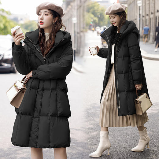 韩版中长款宽松显瘦，加厚保暖白鸭绒羽绒服HR-HJY23607 商品图2