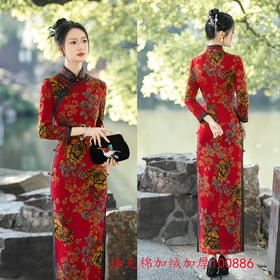 苏杭冬季珠光棉加绒加厚旗袍2023冬季新款旗袍GX