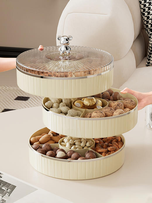 摩登主妇果盘家用客厅茶几干果盘糖果盒零食摆放盘分格密封收纳盒 商品图2