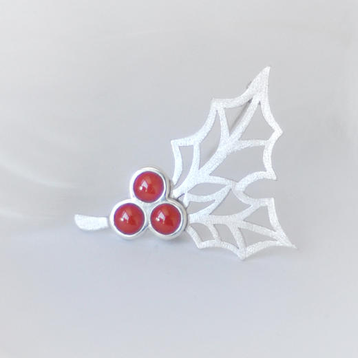 冬青浆果 / 925银珐琅胸针【定制：7-15天】 ○ 箭儒工房 商品图2