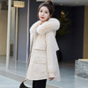 HRWA35209 宽松显瘦派克服女2023冬上新加厚加绒连帽防风拼接外套可拆卸毛领 商品缩略图0