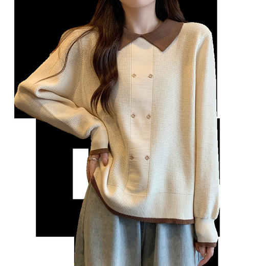 大码女装2023秋装新款洋气宽松针织衫上衣胖mm时尚毛衣打底衫 商品图4