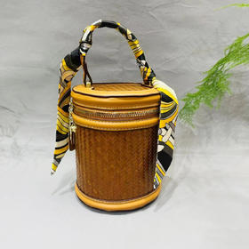 新款迷你竹编水桶包