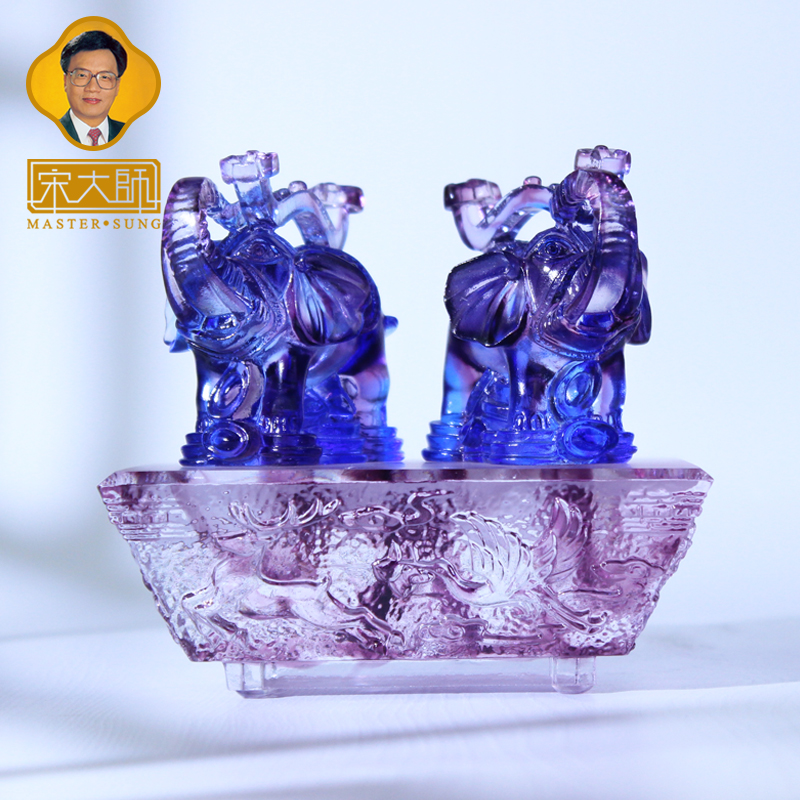 宋韶光大师 吉象如意 古法琉璃摆件礼品