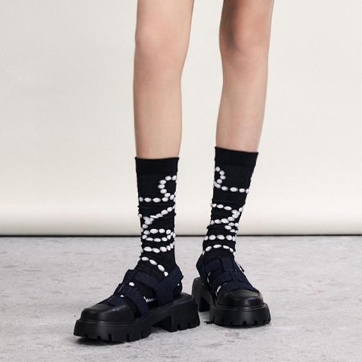 谜底中筒袜女2024春季新款复古文艺风设计感百搭袜子女241MQ0401 商品图1