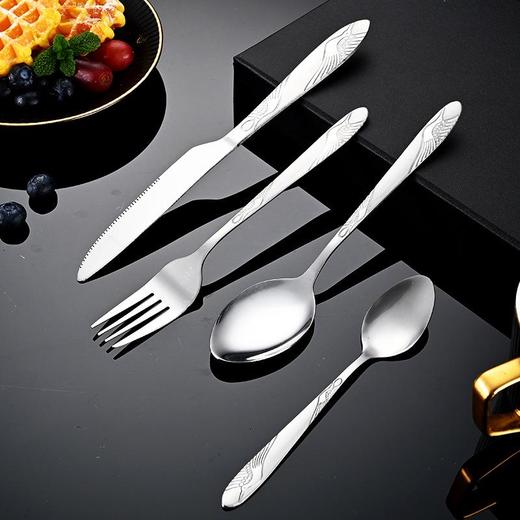 加厚不锈钢餐具勺子叉子轻奢复古浮雕西餐刀叉勺牛排刀叉汤勺 商品图3