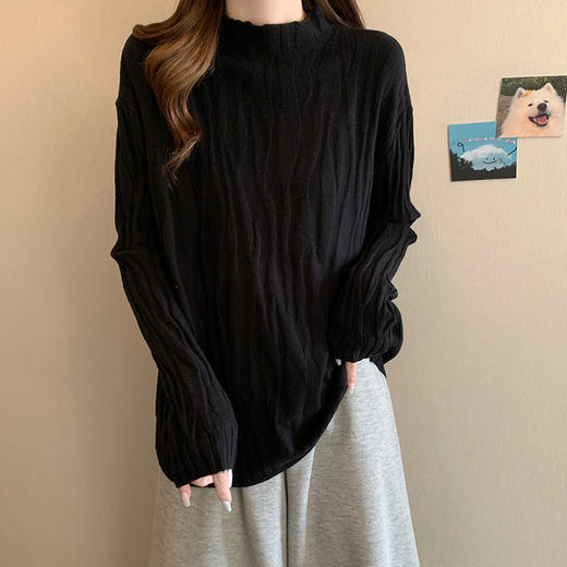 秋季【大码半高领软糯毛衣内搭】洋气针织衫上衣女 胖mm宽松显瘦打底衫    商品图1