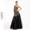 LIZZY法式优雅重工钉珠单肩彩钻宴会性感网纱裙摆长款礼服连衣裙5871 商品缩略图1