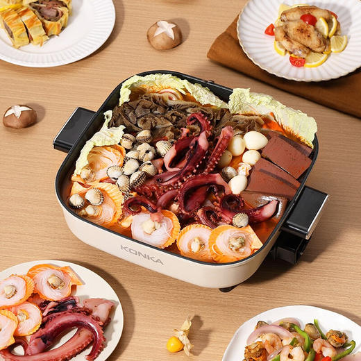 康佳（KONKA） 电火锅家用大容量多功能煎涮不沾电热锅KGJK-1602 星梦白升级版 商品图3