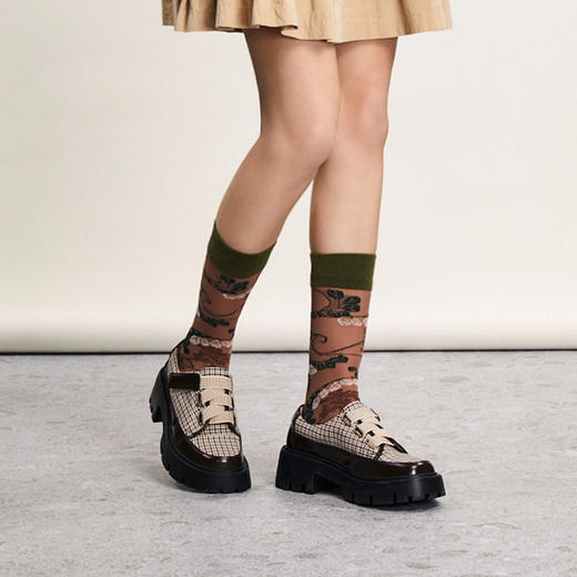 谜底学院风中筒袜2024春季新款复古文艺花色百搭袜子女2241MQ0403 商品图3