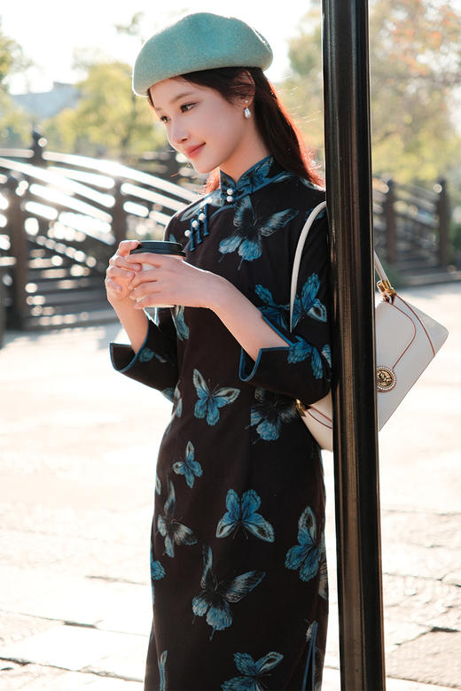 逸红颜明月优选#『梦瑶』珍珠扣磨毛针织旗袍， 冬季旗袍也能穿的很出尘！ 商品图2